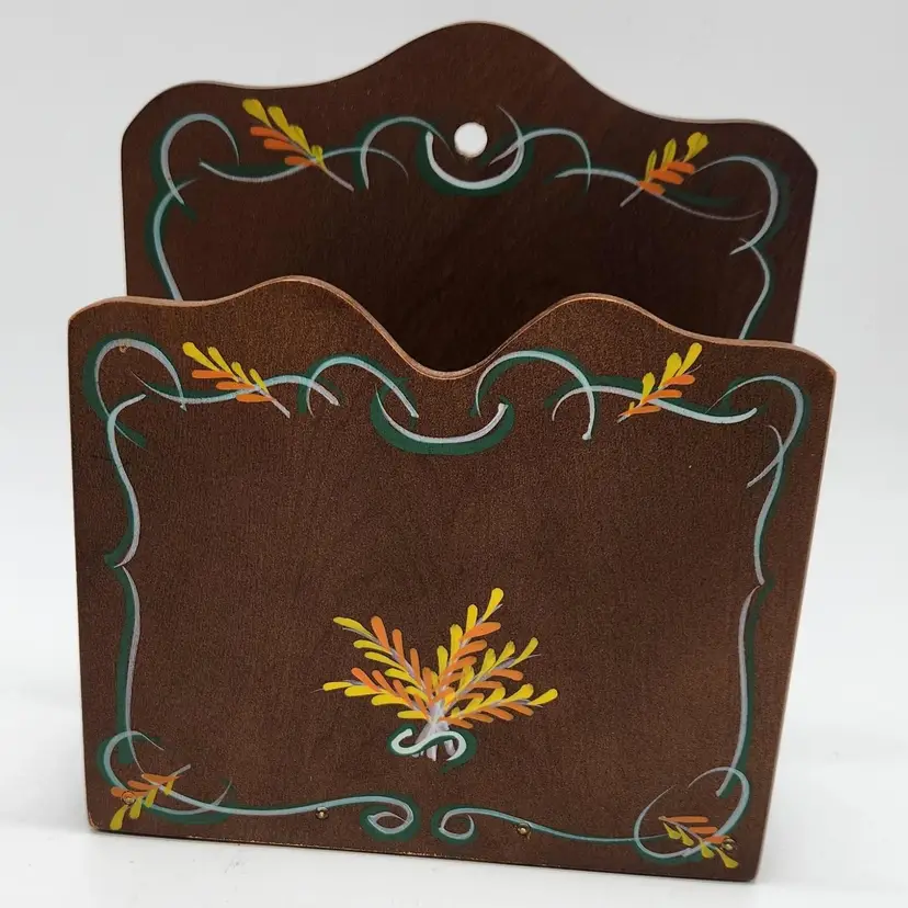 Woodpecker Wood Ware Napkin or Mail Holder Hand Painted Made in Japan