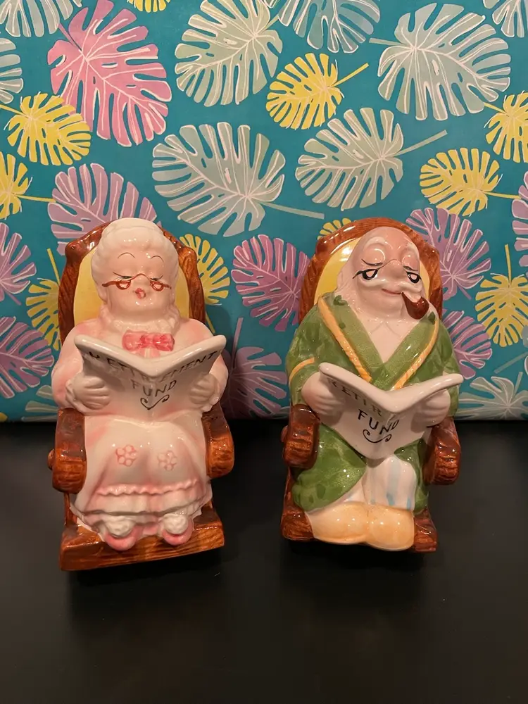 Vintage Lefton Retirement Fun Banks