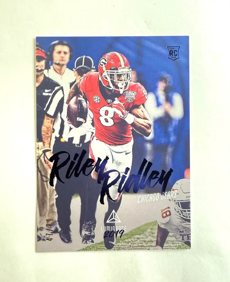Riley Ridley 2019 Panini Luminance RC #188 Blue Foil 47/99 Rookie Chicago Bears