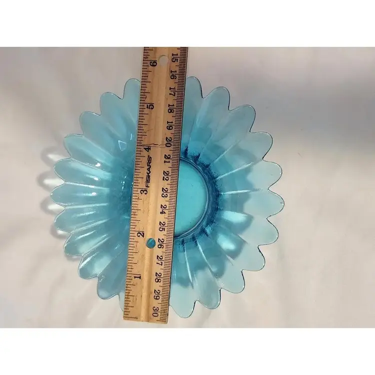 Vintage Blue Glass Daisy Bowl