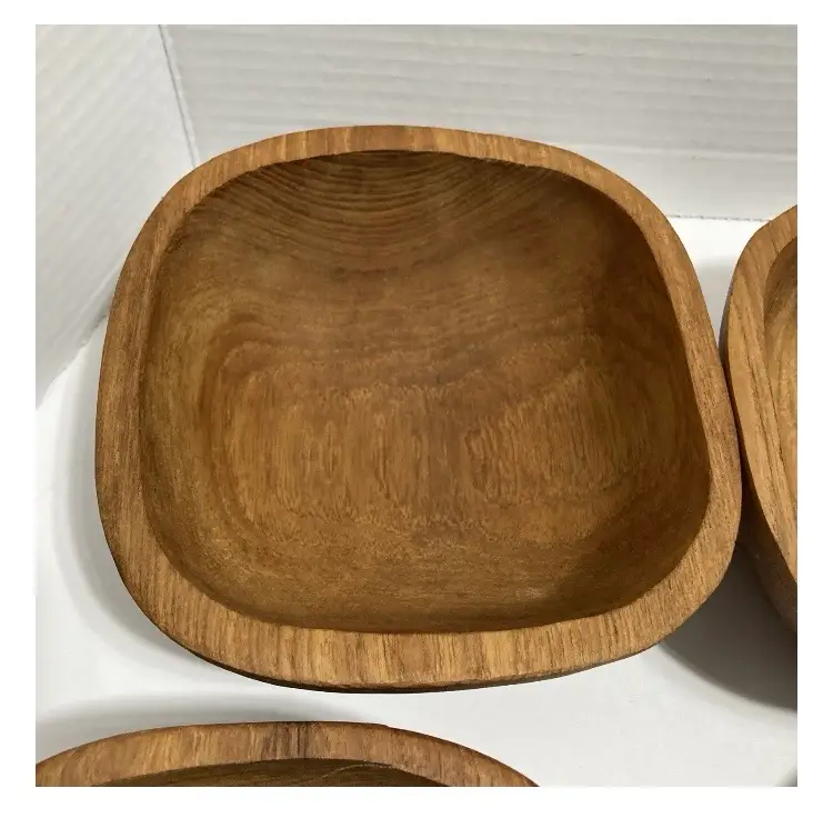 Vintage Set/8 Goodwood Genuine Teak Mid Century Salad Bowl Set