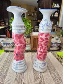 Dan Lasser studio pottery ceramic candlesticks