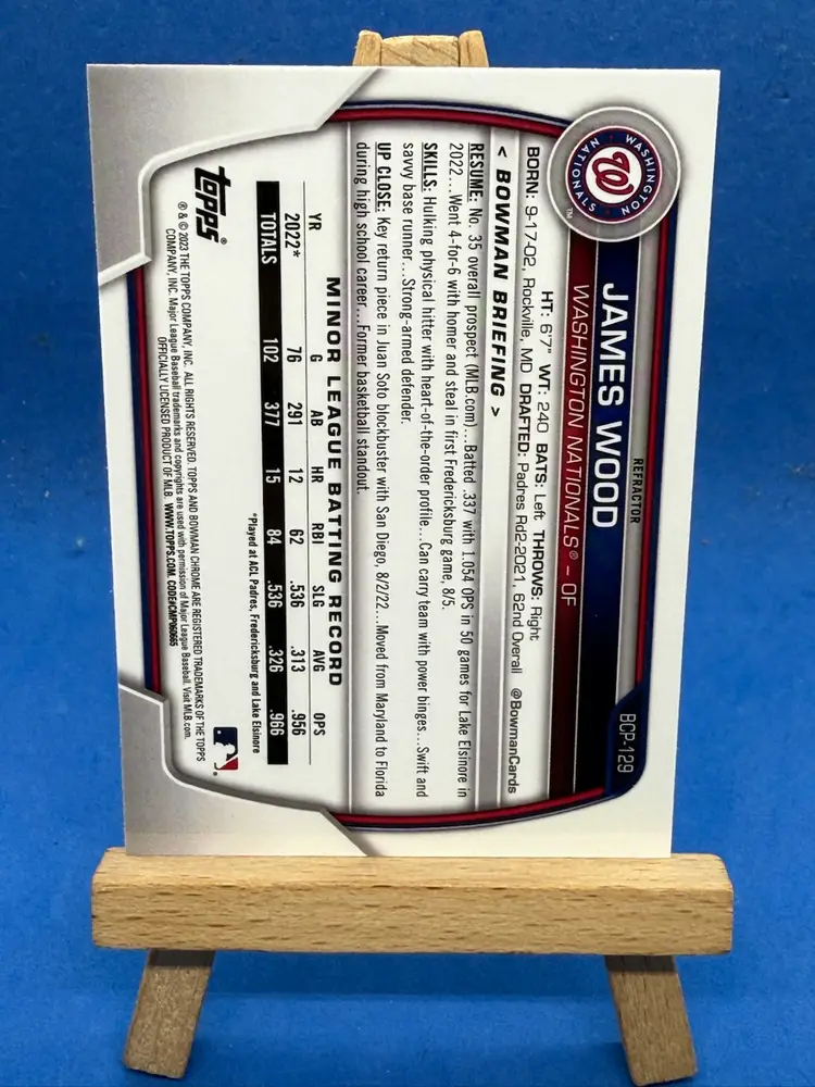 2023 Bowman Chrome James Wood Lunar Glow BCP-129 Washington Nationals