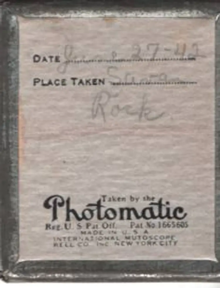 Photo Booth Portrait Vintage 1942 Location Named Man Fashions 2 3/4 x 3