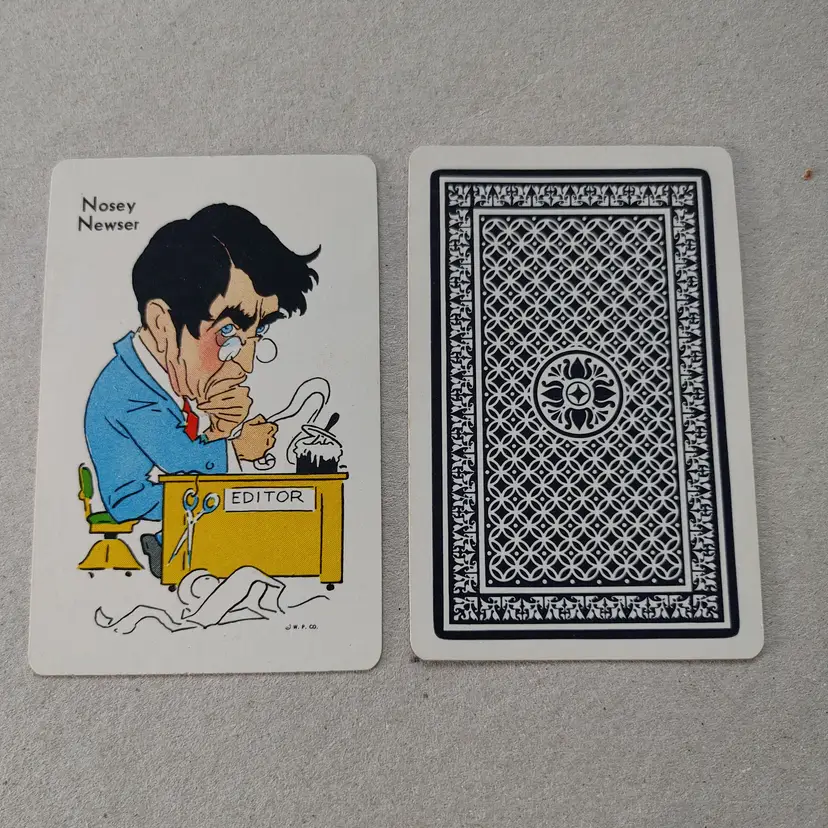 1 single swap card. Old Maid by Whitman. 1940-1950. Nosey Newser.