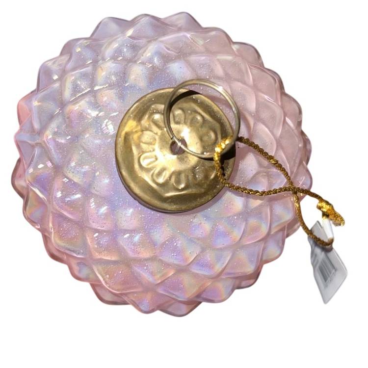 #01 - Repro Kugel Glass Ornament Pink Opalescent Glass  3.5”