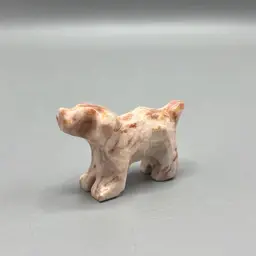 Small Hand Carved Natural Stone 1x1.5" Figurine Dog Pink Marbling