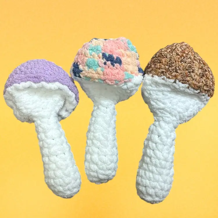 Mushroom Plush Fidget Toys -3 Count !crochet Handmade