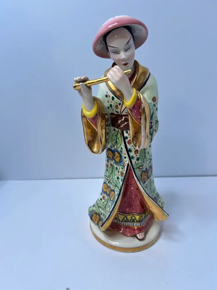 Vintage Fine China Asian Man Figurine. Made In Italy, Signed