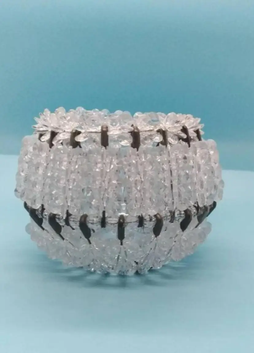 Bead Case Over Glass Rose Bowl