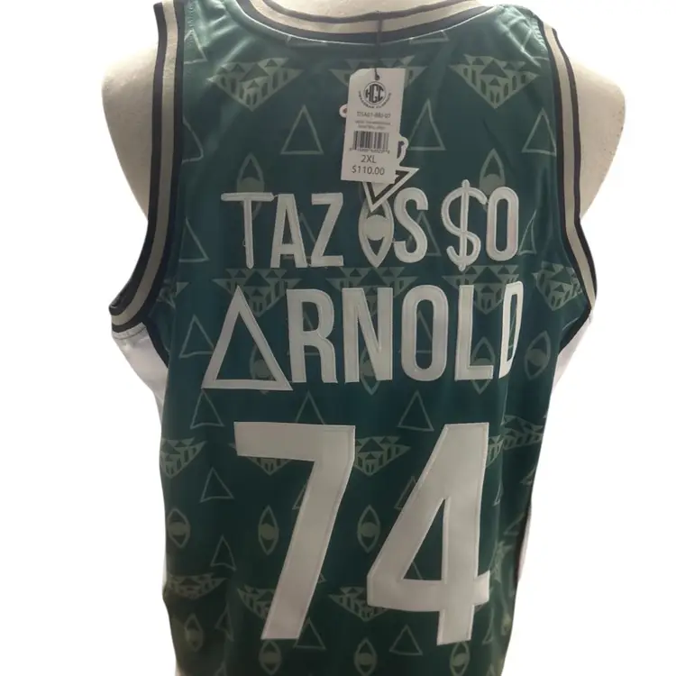 New$110 HEADGEAR TISA MONOGRAM BASKETBALL JERSEY GREEN 2XL New