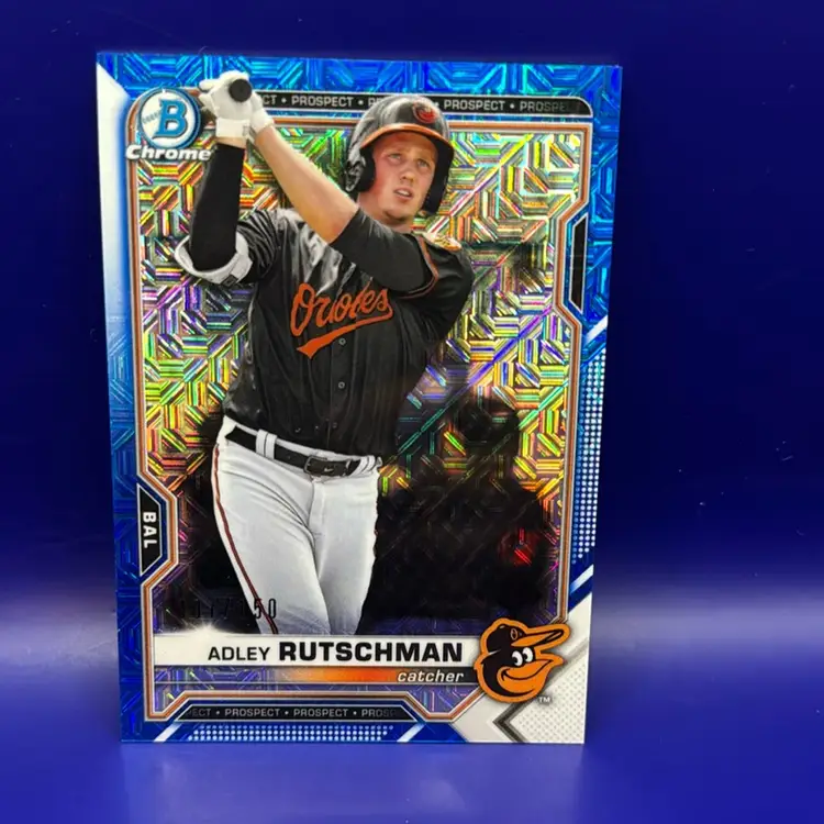 Adley Rutschman 2021 Bowman Chrome Blue Mojo Refractor #007/150 Baltimore Orioles