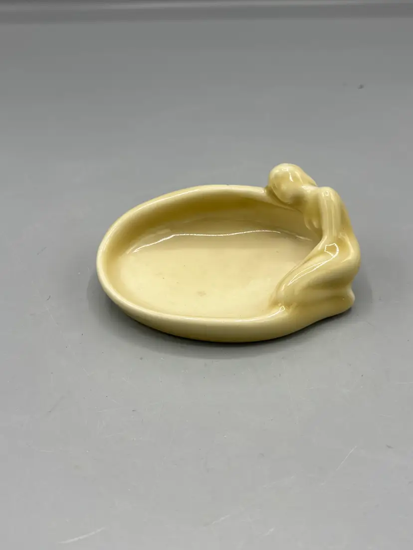 Vintage Rockwood pottery women figure nude tray