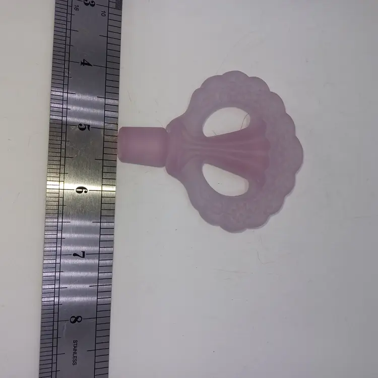 Vtg Fenton Frosted Pink Trellis Glass Perfume Bottle w/Stopper Floral