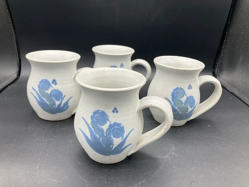1494-Handmade Pottery Mugs, Set Of 4