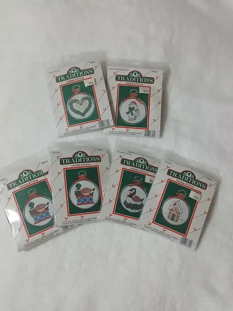 VTG Traditions Cross Stitch Christmas Ornament Kits Lot of 6