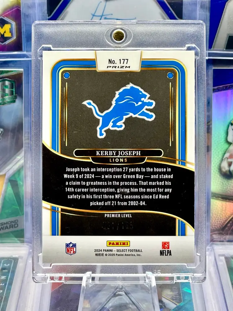 Kerby Joseph 2024 Select 31/149 JERSEY # & COLOR MATCH Blue Prizm Detroit Lions