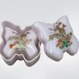 Plastic Butterfly Nesting Trinket Boxes Floral Pattern Thailand