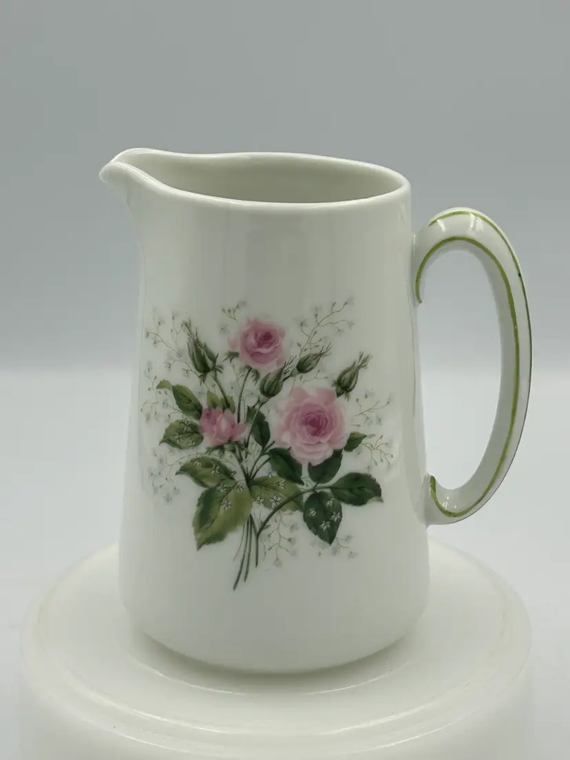 Vintage GDA Limoges France Porcelain Pink Rose Design Small Pitcher/ Creamer