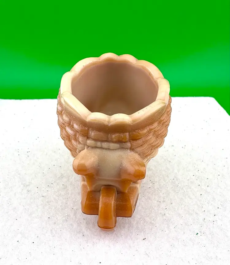 Vintage Chocolate Slag Glass Wheelbarrow Salt Cellars/Toothpick Holders Set of 2 -  2” Tall x 3.5” Long x 1.5” Deep