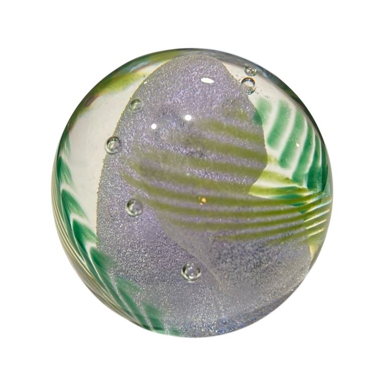 Caithness “Chevron” Signed/Numbered Art Neodymium Glass Paperweight - 3.5” GLOWS