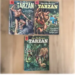 Set of 3 Edgar Rice Burroughs TARZAN Comic Books From 1950’s and 1960’s