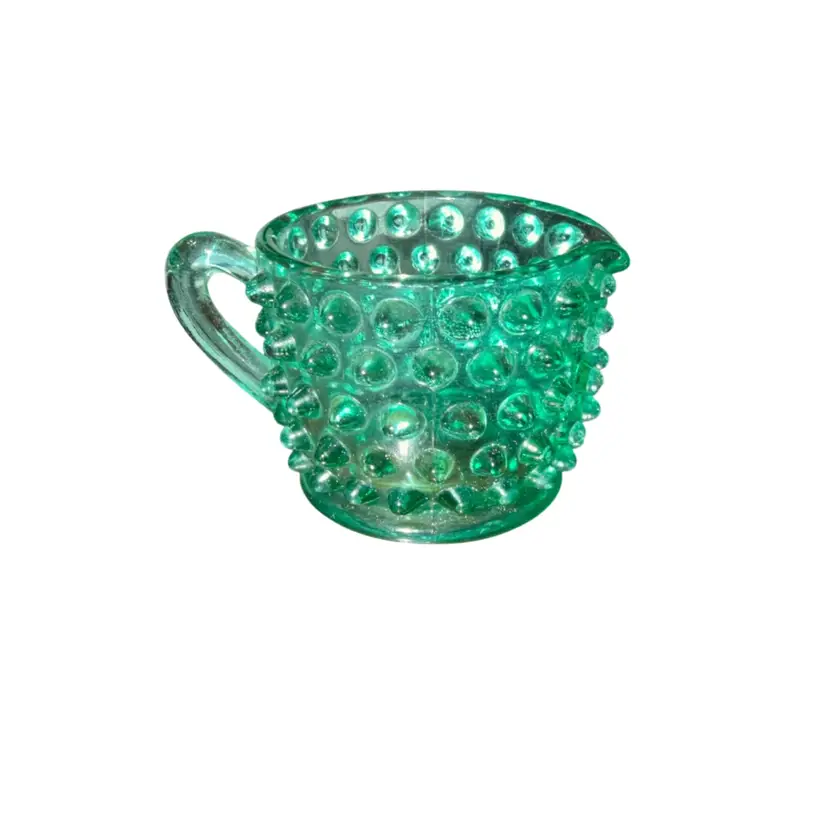 Fenton Springtime Green Hobnail Creamer *read