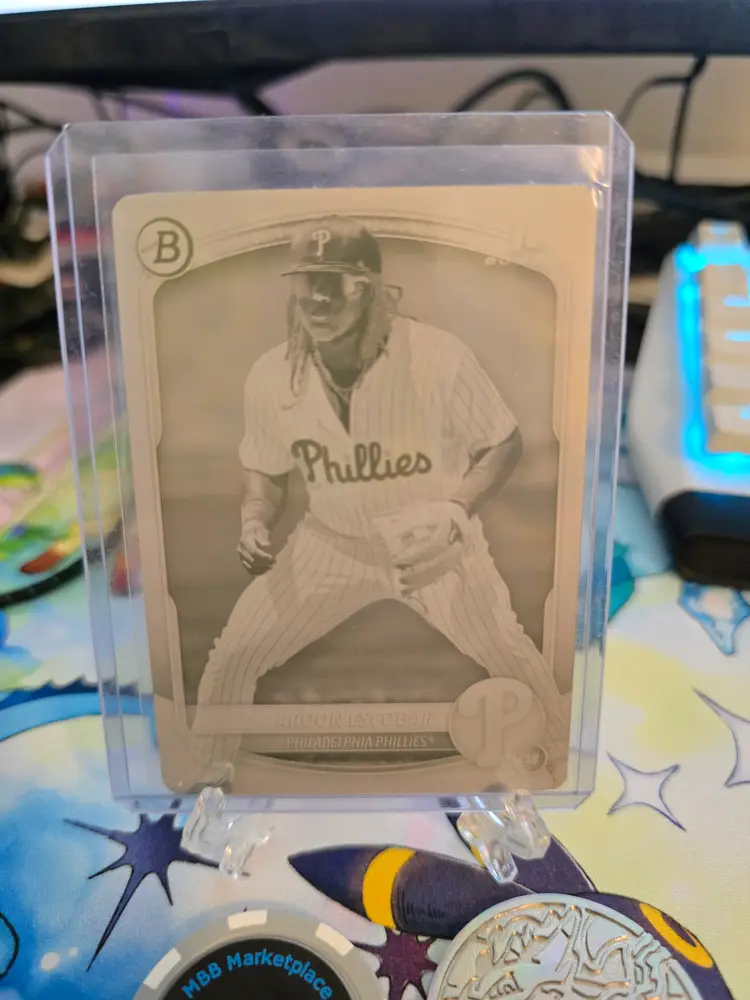 2025 Bowman Aroon Escobar Yellow Printing Plate Philadelphia Phillies