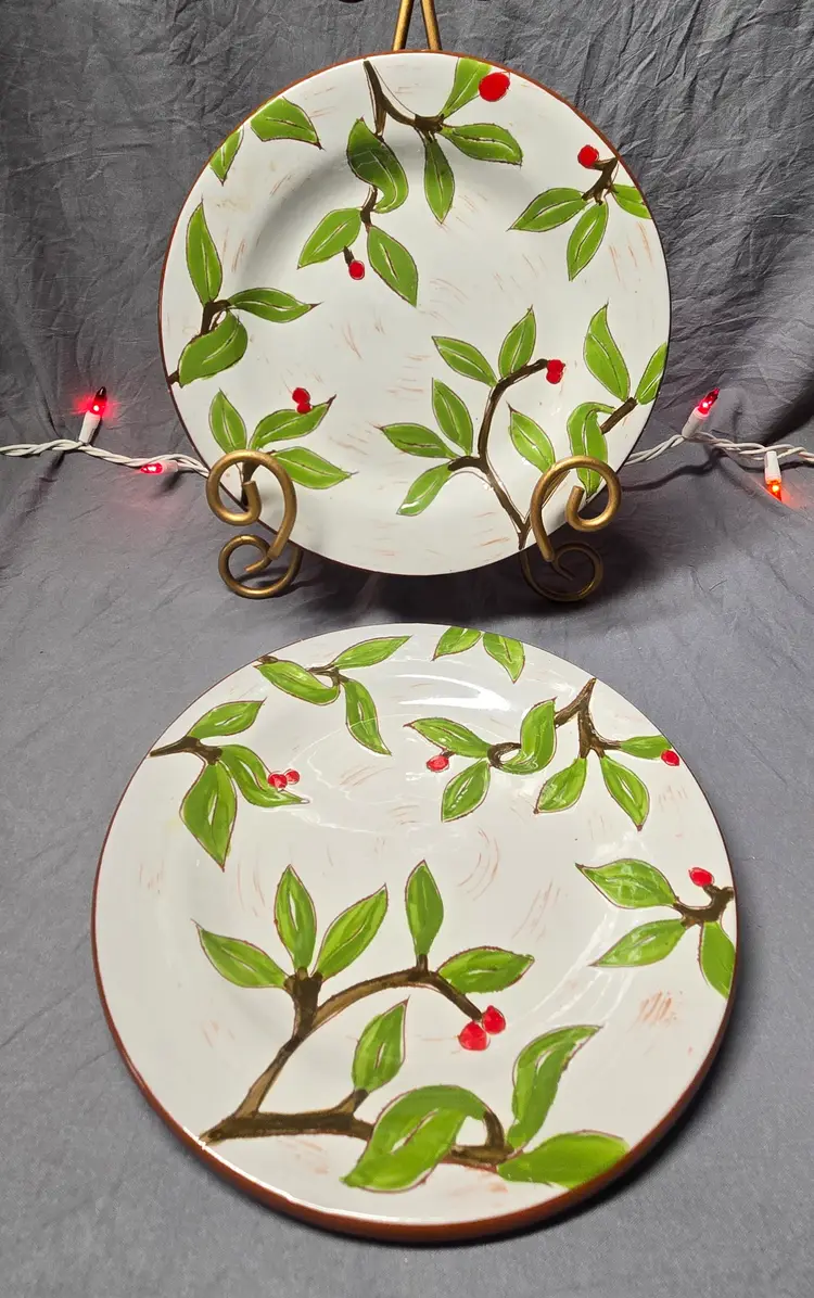 Set of 2 Dick Idol Artland Christmas Holly Plates