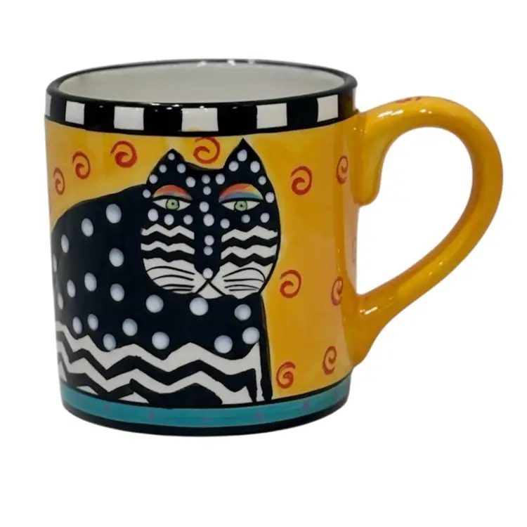 Vintage Laurel Burch Cat Mug - Yellow