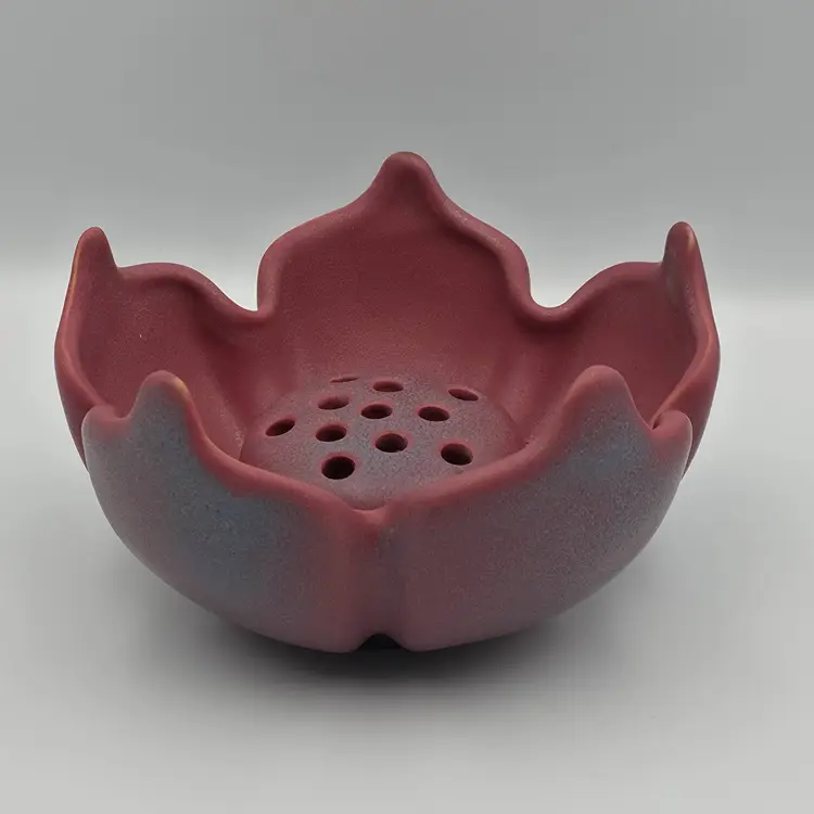 Vintage Van Briggle Art Pottery Bowl Lotus Flower with Flower Frog