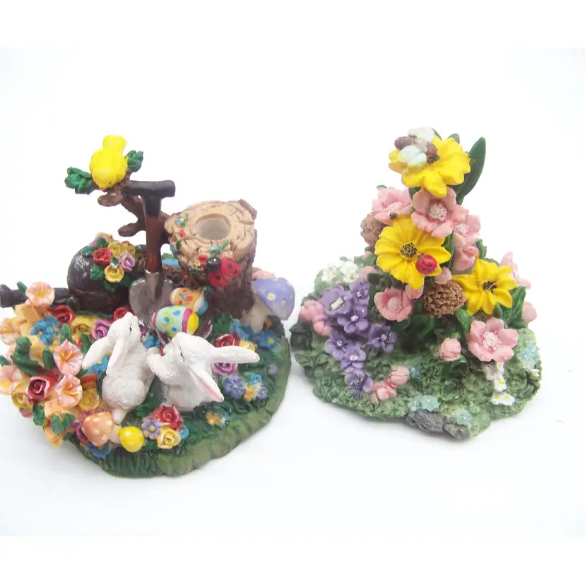 Set of 2 Resin Springtime Candleholders