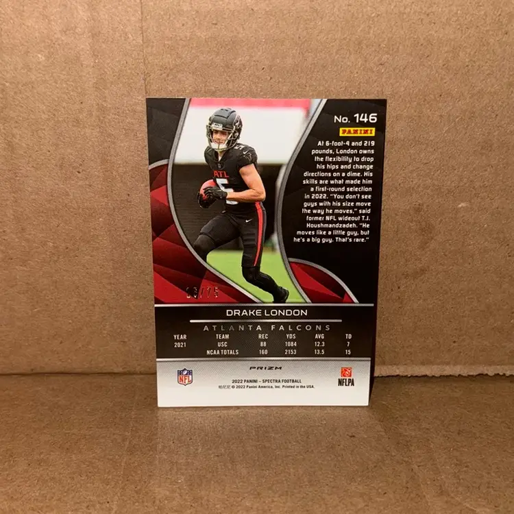 2022 Panini Prizm Football Drake London Red Hyper /75 RC