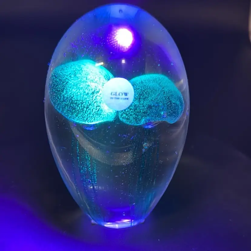 Medium Blue Green Glow Jellyfish Paper Weight