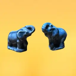 05. Set Of 2 Wade Whimsies Ceramic Gray Blue Elephant’s Noah's Ark Figurine Trunk Up