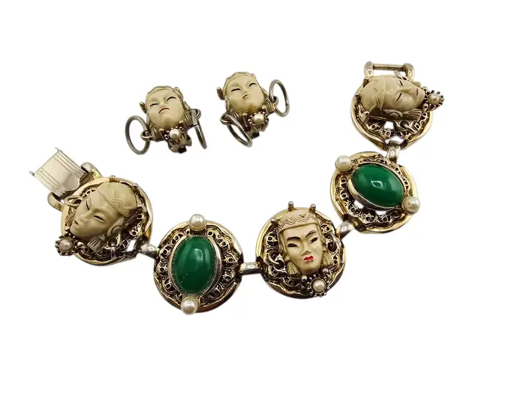 Vintage Asian Princess Bracelet Set Attributed To Selro (A9007)