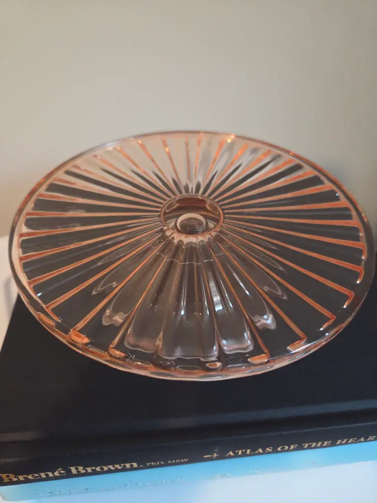 Vintage Peach/pink glass pedestal dish