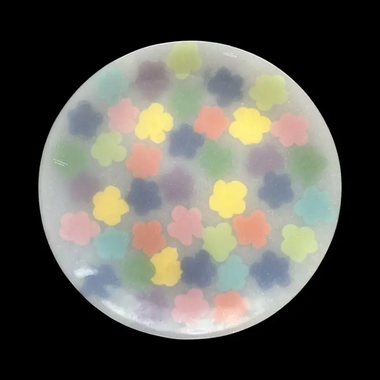 Swedish colorful art glass Kosta Boda Hand painted signed WB 15" Diameter.