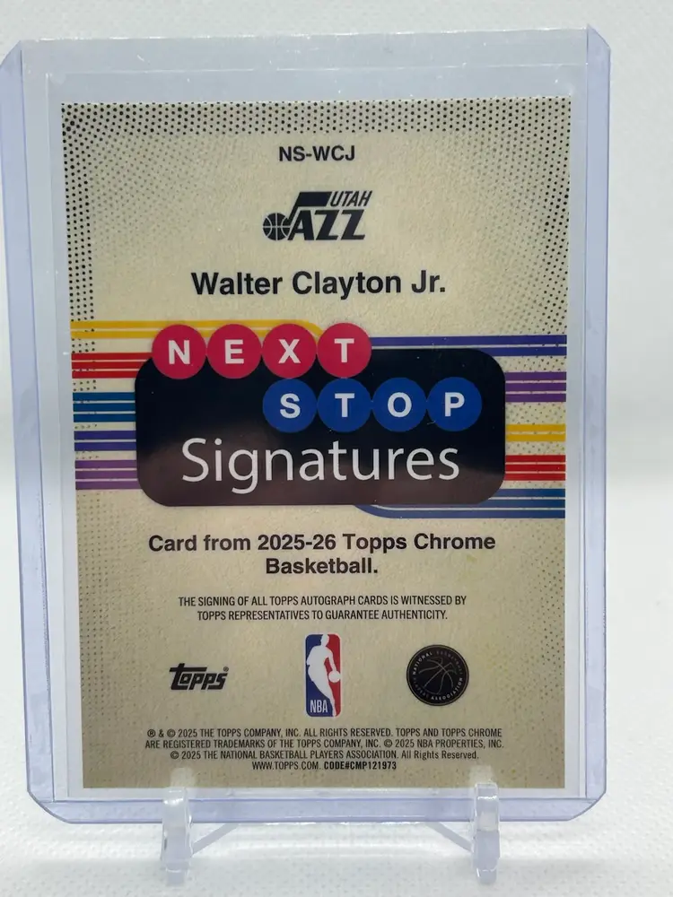 Walter Clayton Jr. 2025-26 Topps Chrome Next Stop Insert Auto Utah Jazz