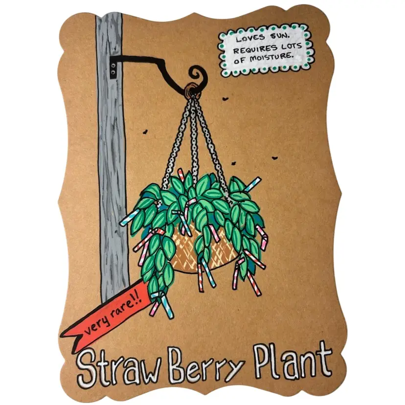 Made By Me, Hand Painted Greeting Card,  Straw Berry