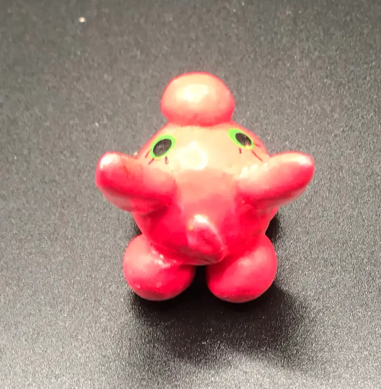 Tiny pink Mexican pottery pig Handpainted