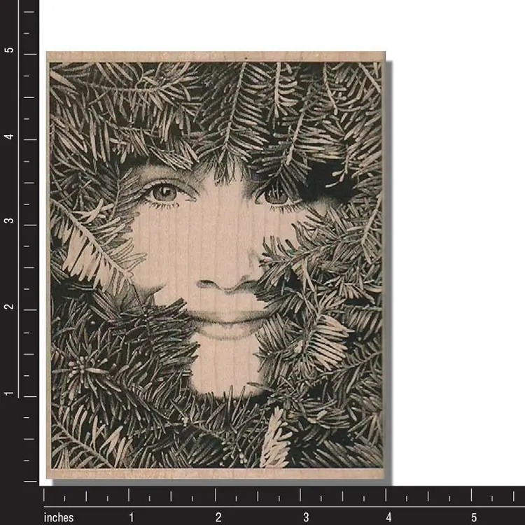 Face In Fir Rubber Stamp