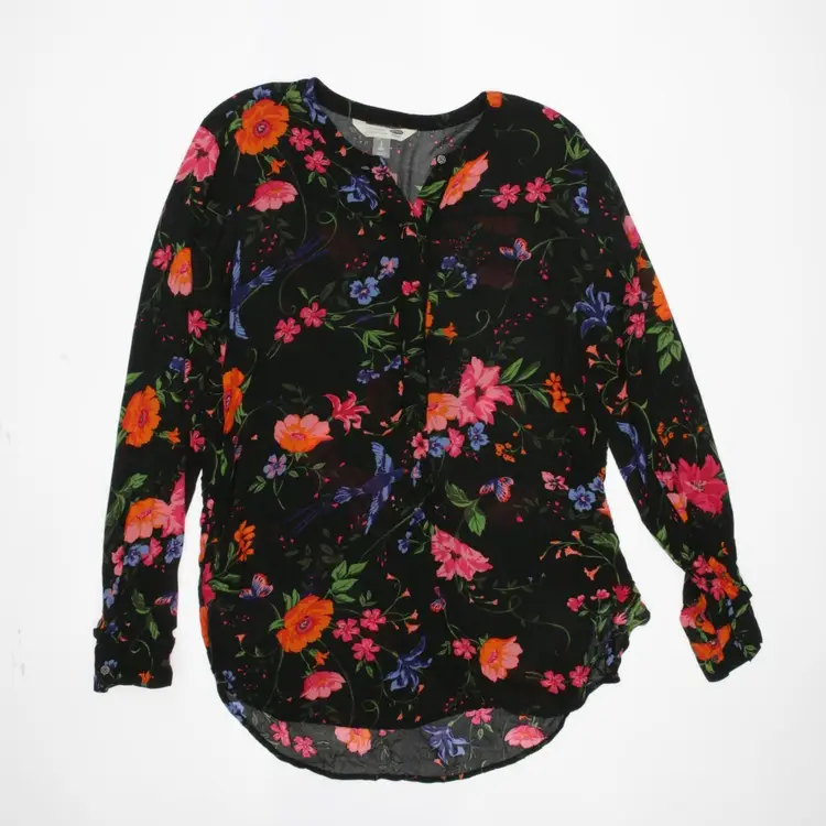 0050 Old Navy Large Floral Bluebird Butterfly Tunic Shirt