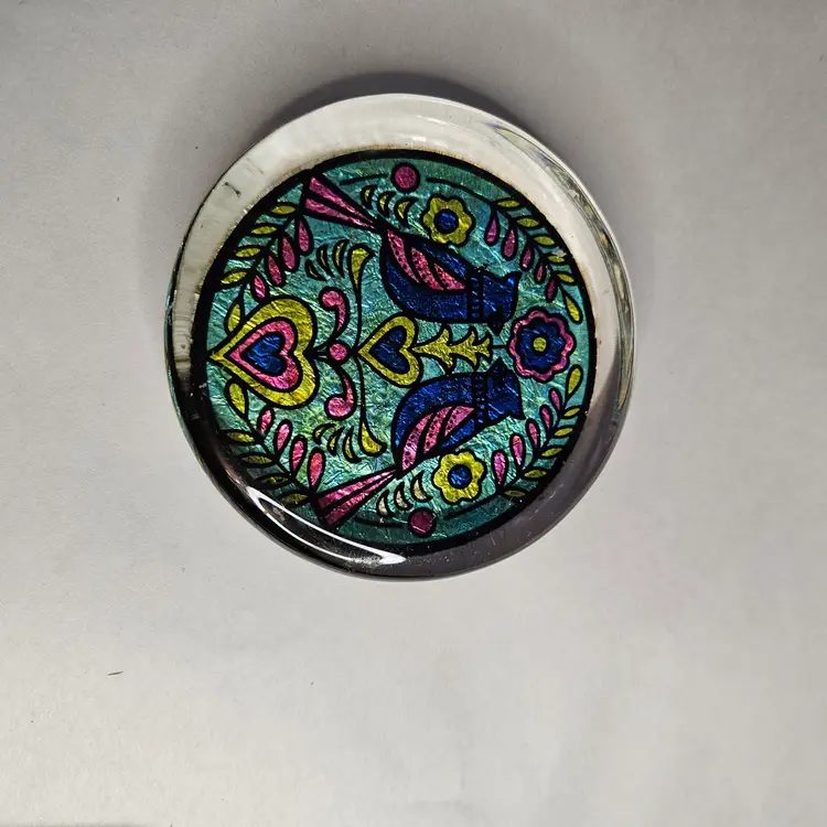 Scandinavian Love Birds Foil Paperweight