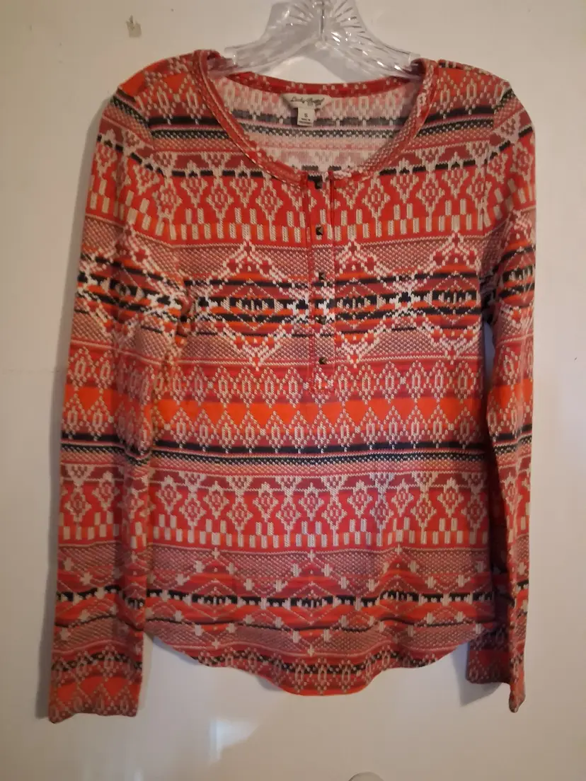 Ladies Small LS LUCKY BRAND Lightweight Thermal Style Blouse (B30)