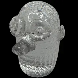 Vintage Norsk Hadeland Krystall Glass Paperweight "The Forgetful Troll", 3"