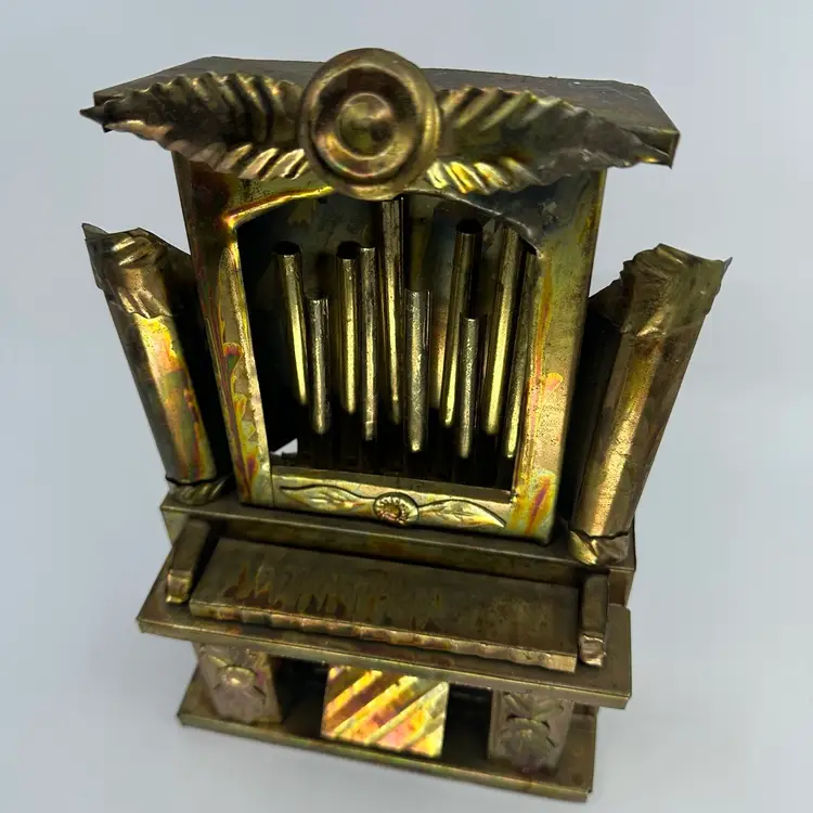 Vintage Copper Metal Music Box Plays Amazing Grace