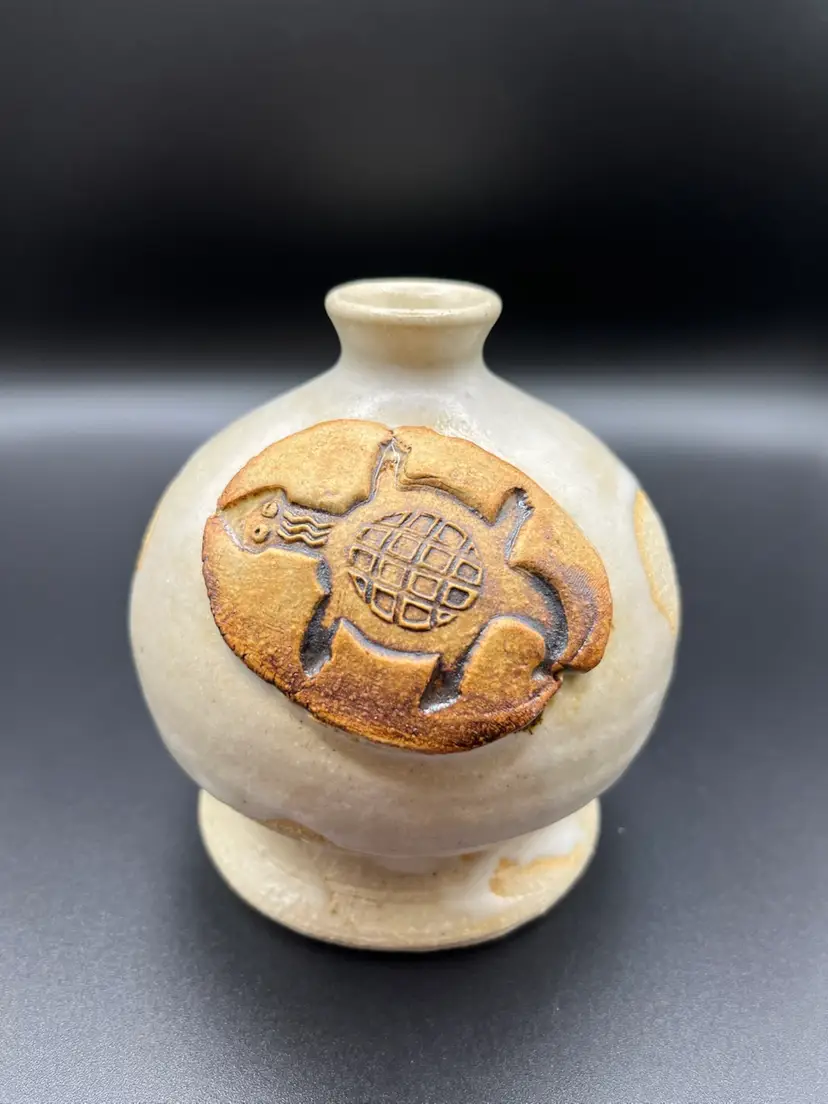 Studio Pottery Vase Turtle Artist Signed