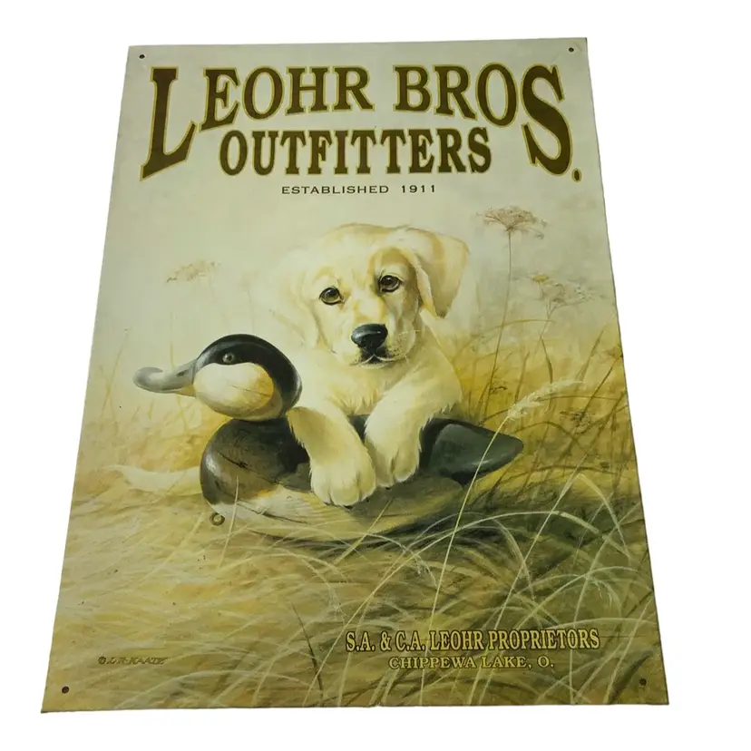 1995 Advertising Tin Sign Leohr Bros. Outfitters Established 1911 Lynn R Kaatz