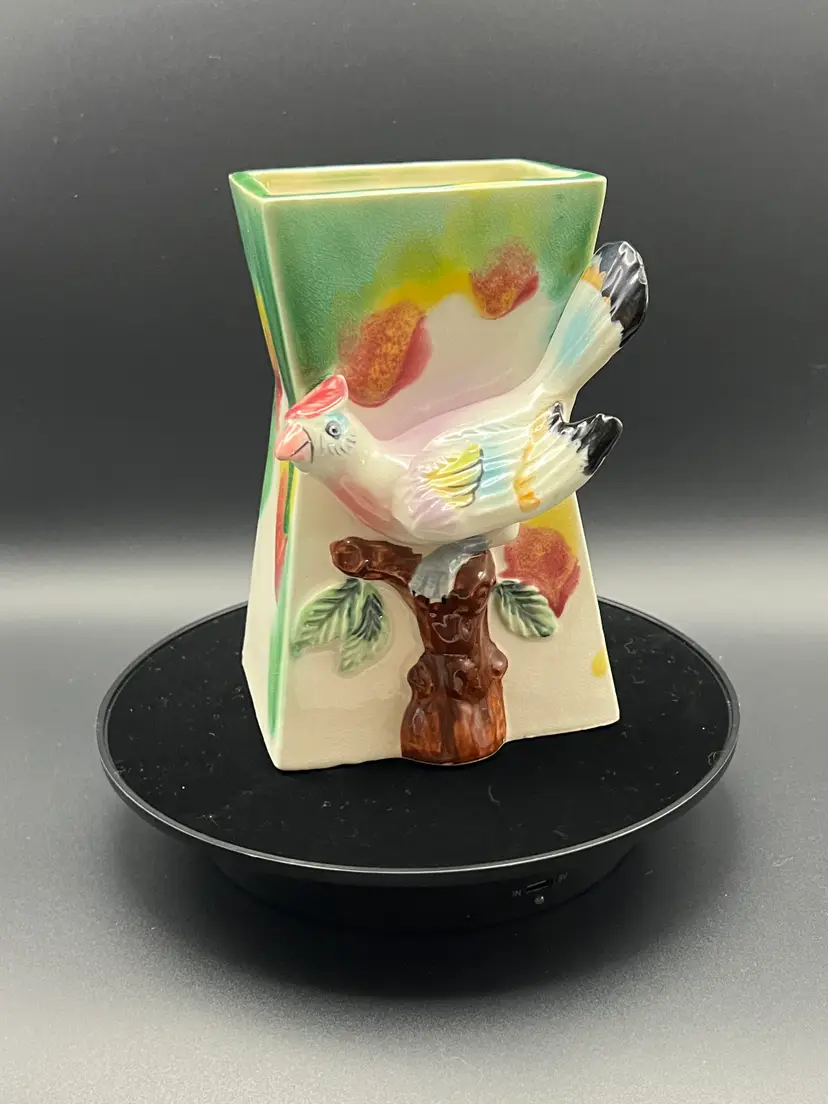 VIntage ceramic vase with bird